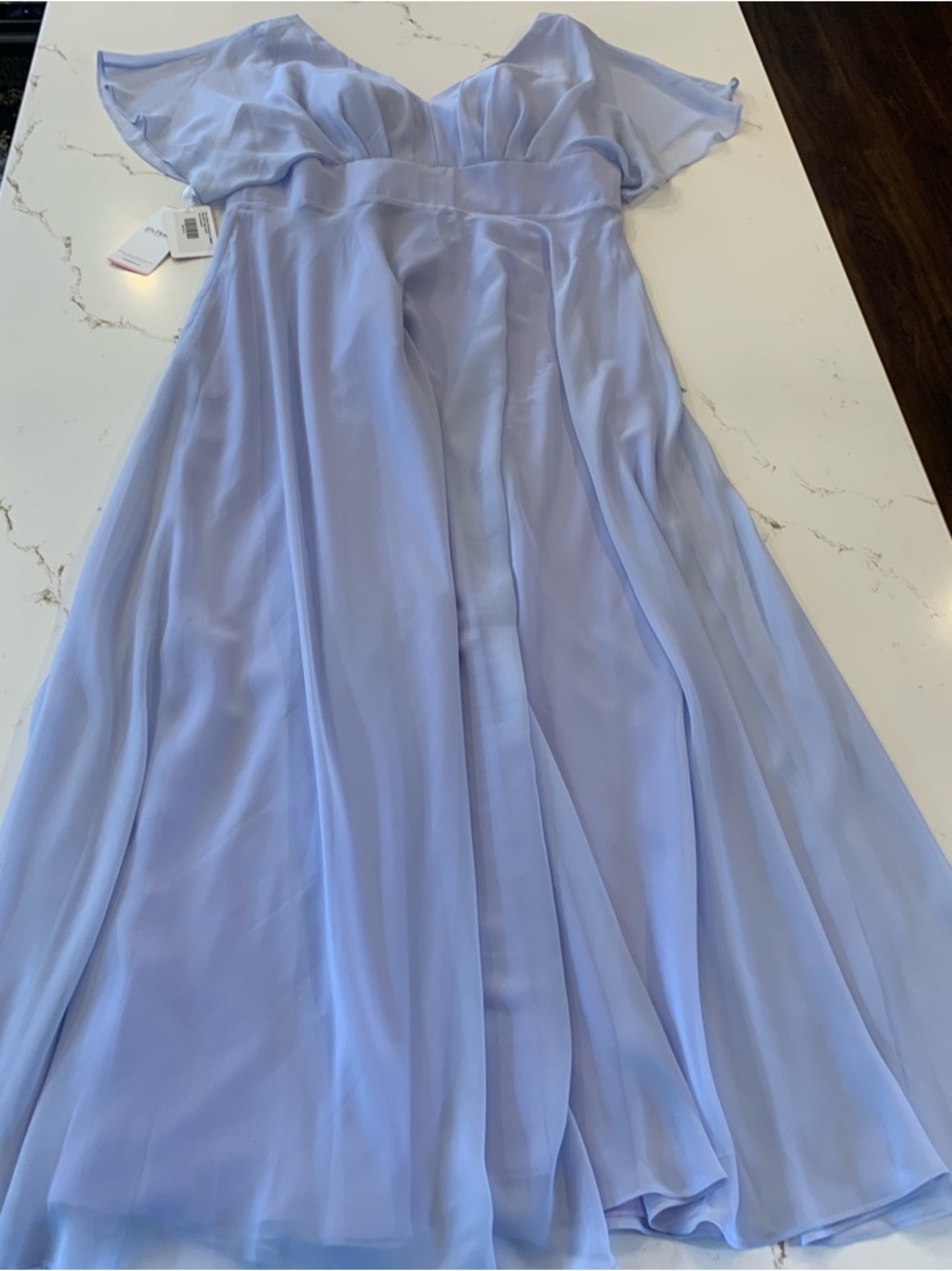 Light Blue Chiffon Gown Floor-Length Flutter Sleeve Woman’s Size 16W NEW (read) - Picture 3 of 13